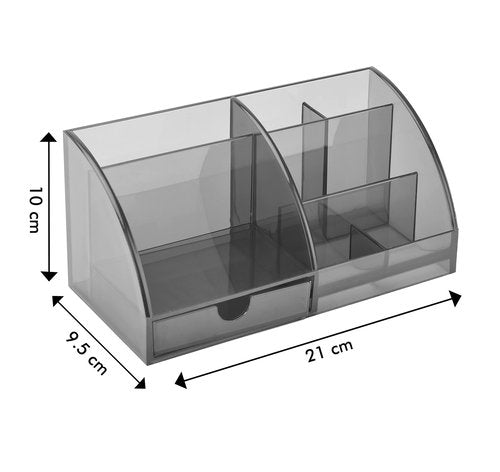 Udgamy Desk Organiser, Smoky Black, Pen Stand, 7 Compartment Stationary Organizer (21 cm x 9.5 cm x 10 cm)
