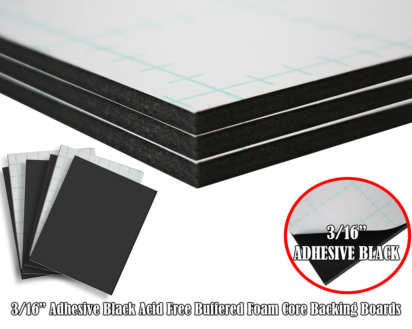 Self Adhesive Foam Board 24x48 5PK Black Self Stick Mounting Board. Foam Core with Adhesive 24x48 Foamboard. Poster Board with Sticky Side, Self Adhesive Foamcore 24x 48.Acid Free, 3/16 Thick