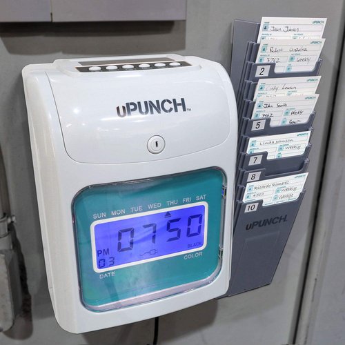 uPunch FN1000 Smart Time Clock System for Small Business: Auto Align Punch Clock with Free Mobile App for Digital Time Card Management and Payroll