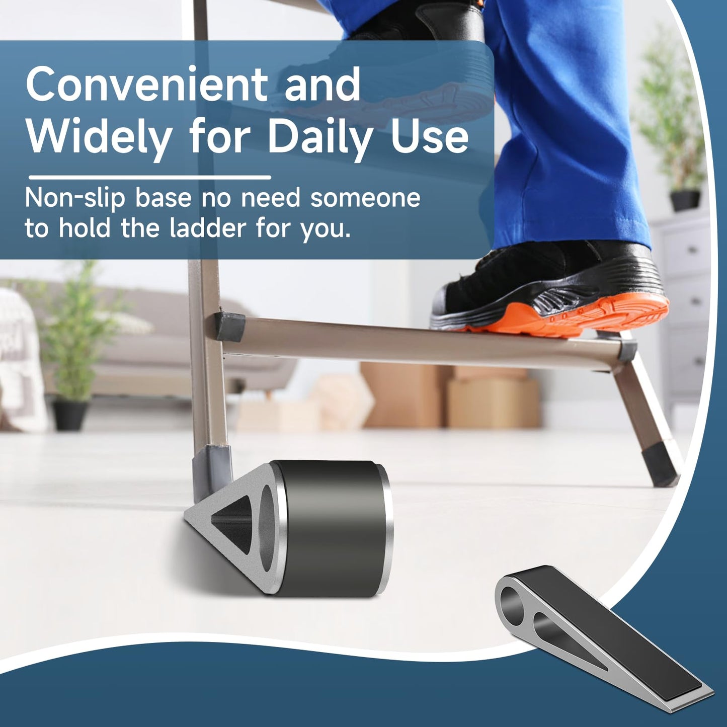 Heavy Duty Door Stopper for Bottom of Door, Aluminum & Rubber Door Stop Wedge- Keep Doors Open in Home, Apartment, Office, Hotel, 4.92L*1.02W*1.22H Inch, Silver