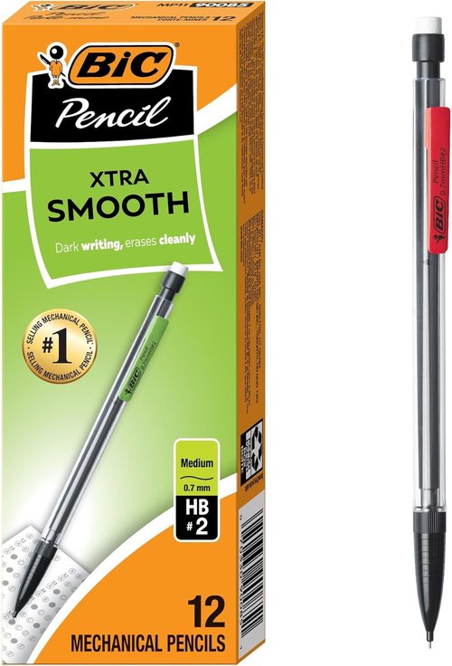 BIC Xtra-Smooth Mechanical Pencils - Medium Point (0.7mm) | 12-Count Pack for School & Office Use