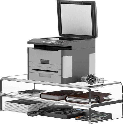 Egchi Acrylic Monitor Stand, 2 Tiers Computer Monitor Riser(20x8x5.5 Inch), Monitor Riser/Computer Stand for Home,Office,Business,PC Desk Stand for Keyboard Storage& Multi-Media Laptop Printer Screen