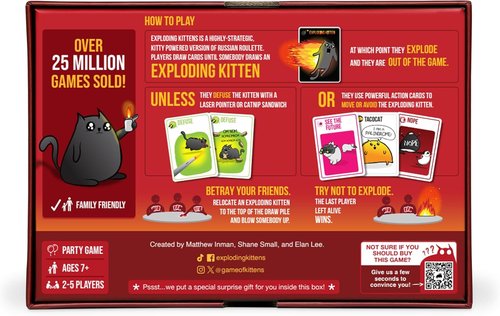 Exploding Kittens - Original Edition Card Game for 2-5 Players | Fun for Ages 7+ | Quick 15-Minute Play