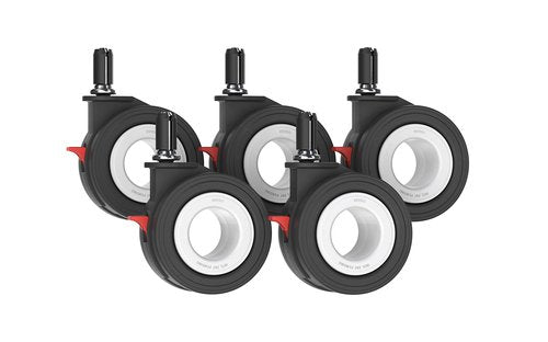 Enso Motion Office Chair Replacement Braking Caster Wheels, 70 Rokku Mu Series - White (Set of 5)