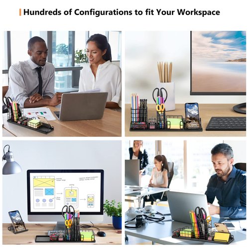 Pen Holder for Desk, Rotating Pencil Holder, Cup Holder for Desk Office, Pen Organizer in Black (Jet Black)