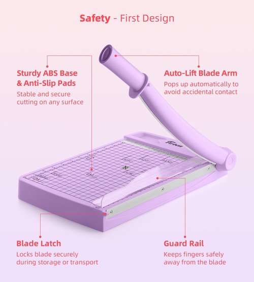 Firbon 12" Guillotine Paper Cutter, Heavy Duty 12-Sheet Capacity Trimmer for Cardstock, Photos, Scrapbooking, Office, Classroom, Studio (Purple)