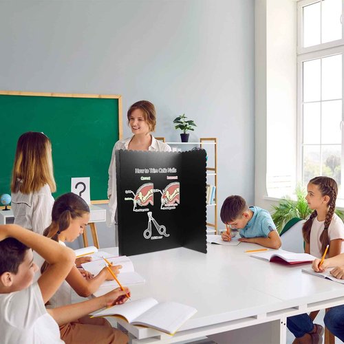 Kosiz 6 Pcs Tri Fold Presentation Board for School Portable Trifold Display Exhibition Board Corrugated Lightweight Poster Board for Business Presentations Projects Memorial Photo(Black,24 x 36'')