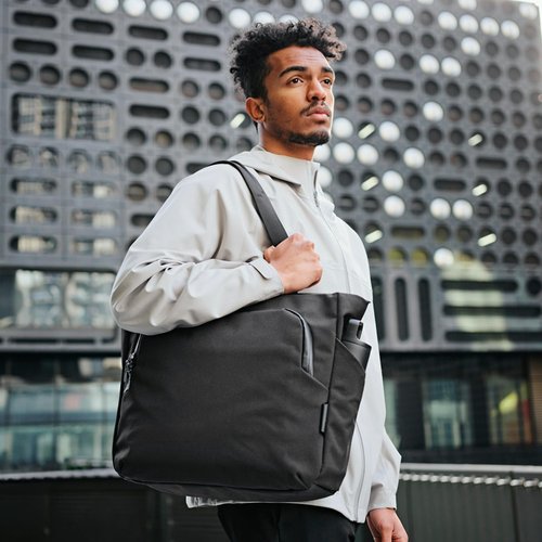 ALPAKA Bravo Tote Bag for 16 Inch MacBook Pro – Weatherproof 16 Inch Laptop Briefcase for Men & Women, Work Travel Tote with Adjustable Shoulder Strap, Black Axoflux 600D