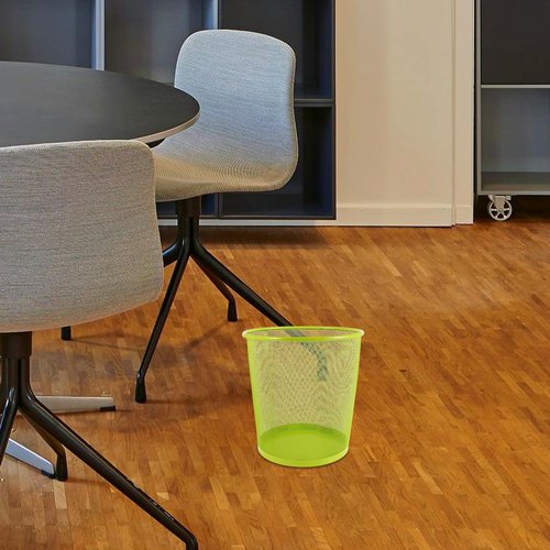 Ciieeo Green Mesh Trash Cans Mesh Office Trash Can Open Top Metal Wire Wastebaskets Waste Basket for Near Desk Garbage Can Recycling Garbage Container Bin 26.5x28cm