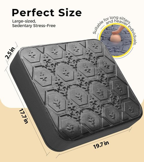 Airllantry Large Seat Cushion, Dual-Layer Gel & Memory Foam Office Chair Cushion for Long Sitting, Keep Cooling & Soft 19.7 inch Seat Pad for Office Chairs