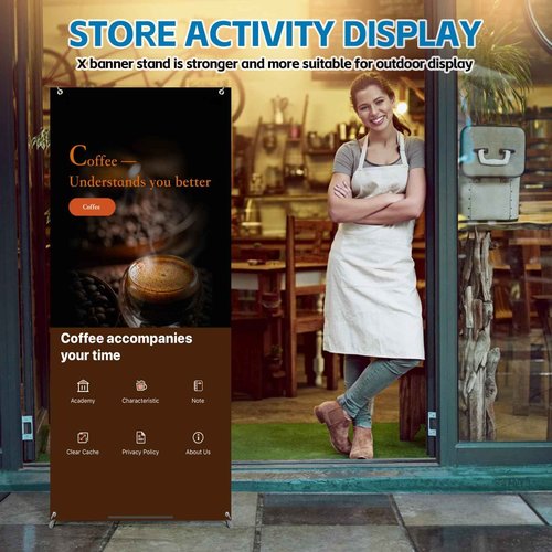 X Banner Stand Adjustable Fit Banner 23 x 63 to 32 x 78 Inch(STAND ONLY), Portable Travel Bag, Bigger, More Adaptable Advertising, Stores, Tradeshow, Restaurant, Event, Birthday & Party (4 PACk)
