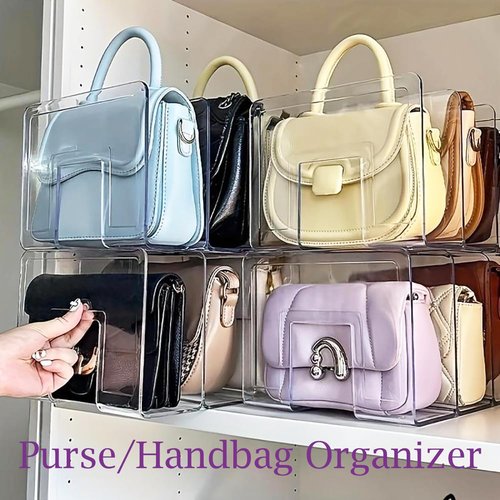 Yuixoseu Purse Organizer for Closet, Clear Acrylic File Organizer, Desk File Holder for Book, Document, Envelopes, Binder, Mail, Handbag (2Pcs)