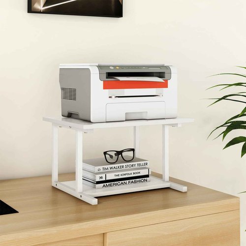 Livofloral Under Desk Printer Stand, 20.5 x 15.7 Inches Printer Table for Home Office, Printer Cart with Wheels and Storage Shelf, Rolling Industrial Printers Cart, White