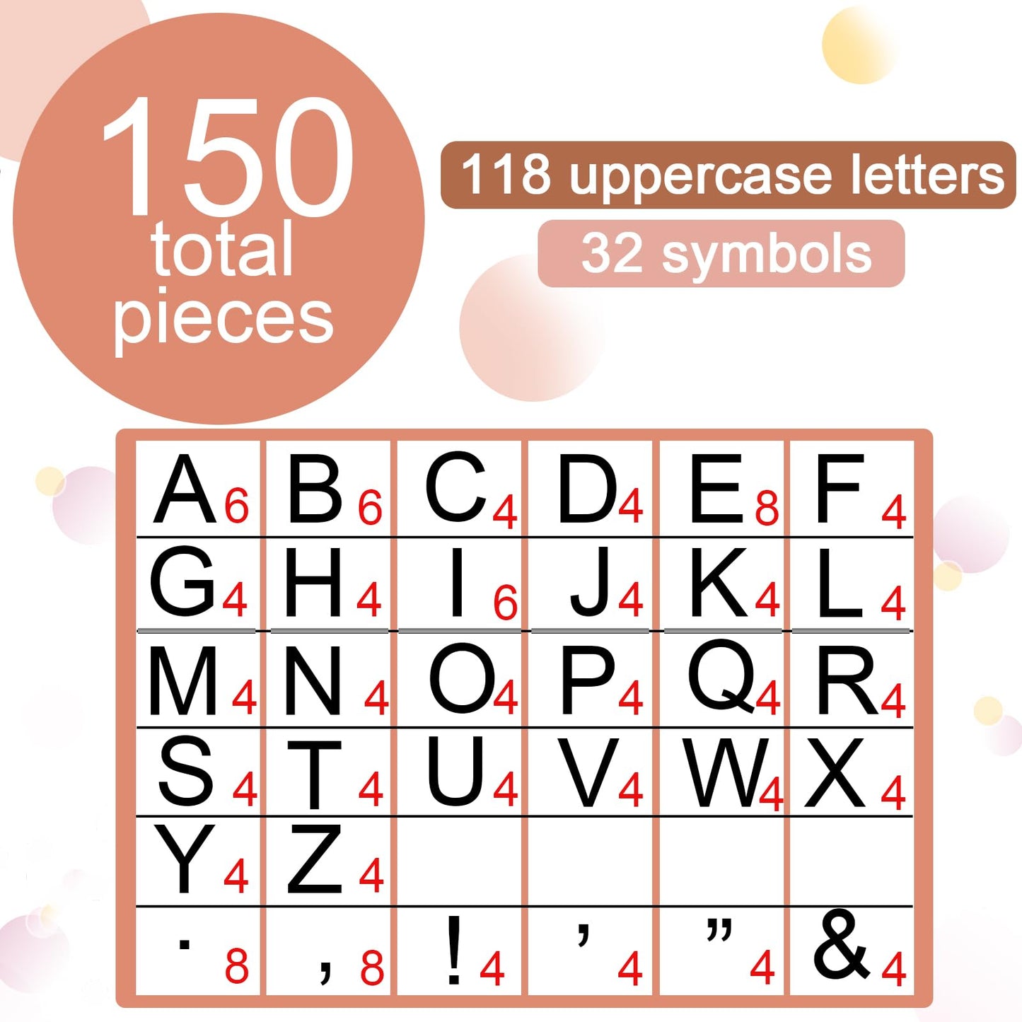150 PCS Large 6" Bulletin Board Letters Set,Boho Color Classroom Alphabet Cutout Letter for Bulletin Board Display Home School, A Great Helper to Inspire Students' Learning Interest