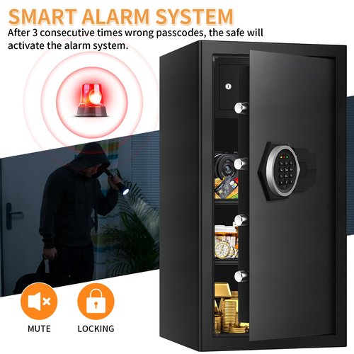 6.1 Cu ft Extra Large Home Safes Fireproof Waterproof, Anti-Theft Money Safes, Fire Safe Box With Digital Keypad & Lock Box and Led Light, Fireproof Box for Home Money Documents Valuables