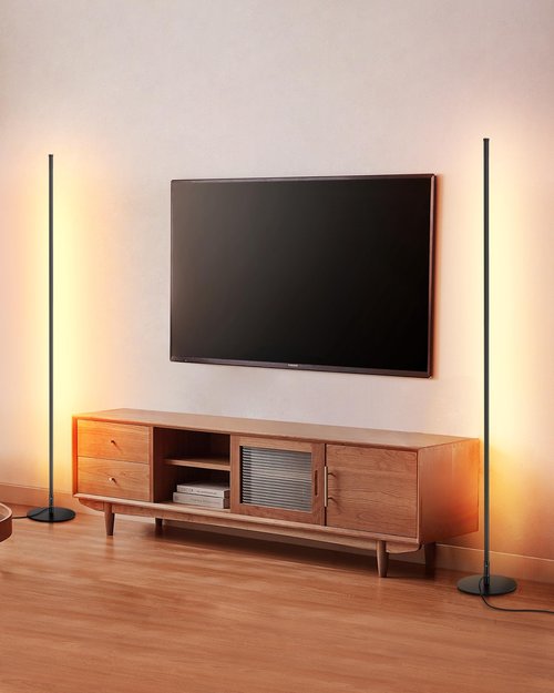 DEWENWILS Floor Lamp, Set of 2 LED Corner Light Works with Foot Switch, 1100 Lumen Dimmable Floor Lamp with 3000K Warm White, 57.5" Tall Standing Lamp for Living Room, Bedroom, Office (Black)
