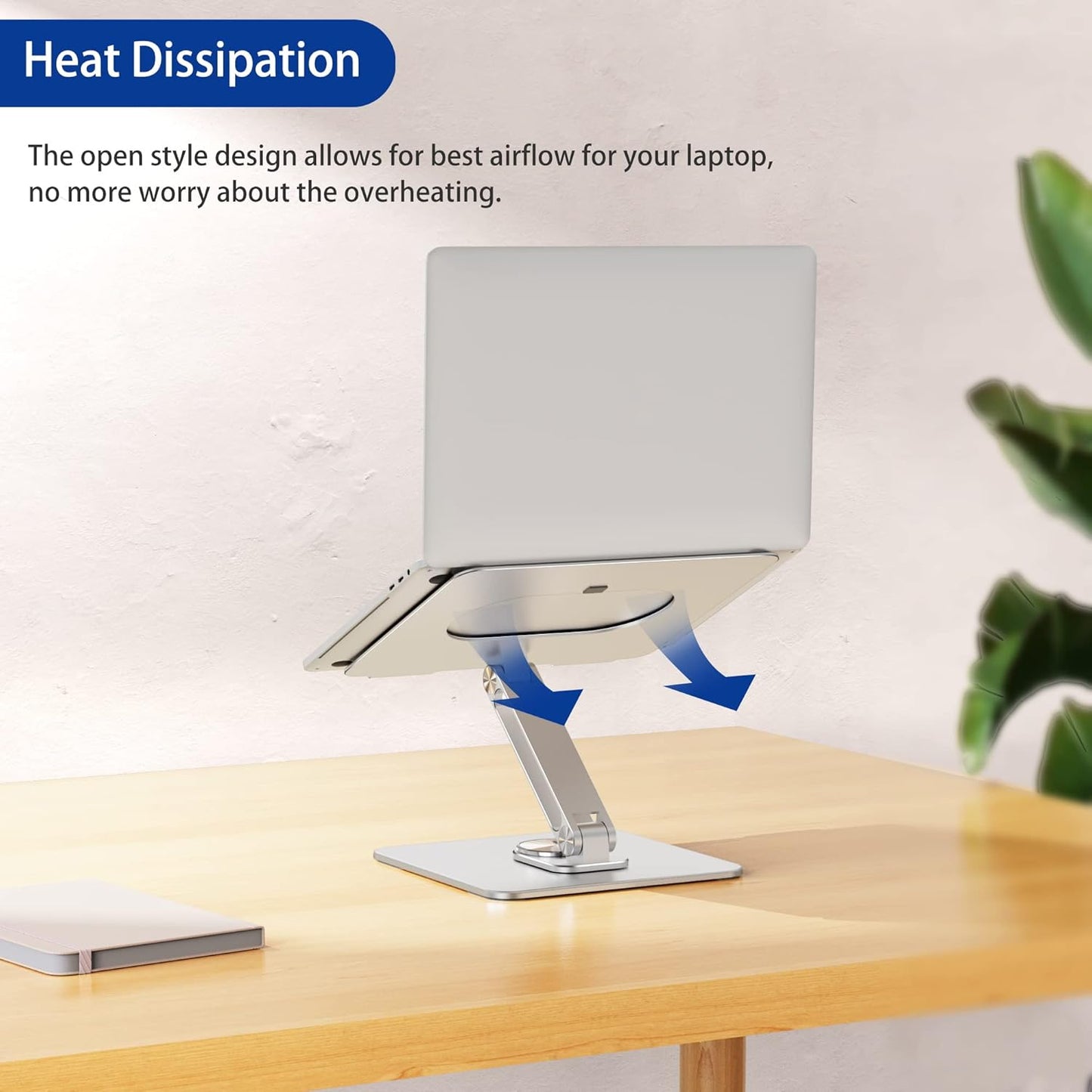 BESIGN LSX7 Laptop Stand - Ergonomic Adjustable Riser with 360° Rotating Base | Fits 10-15.6" Laptops (Silver)
