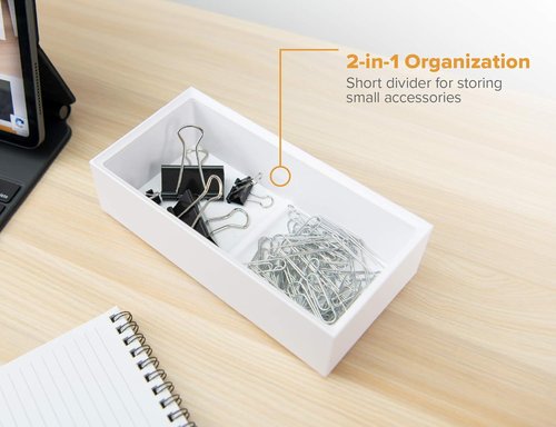 Bostitch Office Konnect Desk Organizer - Wide Accessory Tray for Efficient Desktop Storage - White