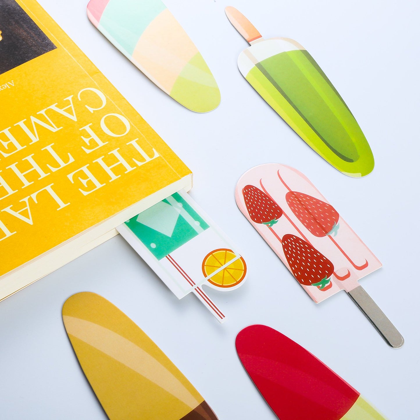 Blulu 60 Pieces Summer Bookmarks Cold Drink Theme Cute Colorful Dessert Bookmarks for Students Kids Adults Reading(Color 1)