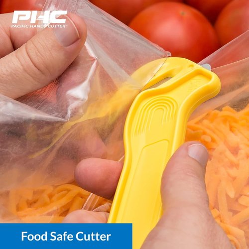Pacific Handy Cutter Disposable Film Cutter - NSF Certified Food Safe Box Cutter for Cryovac & Plastic Bags - Yellow