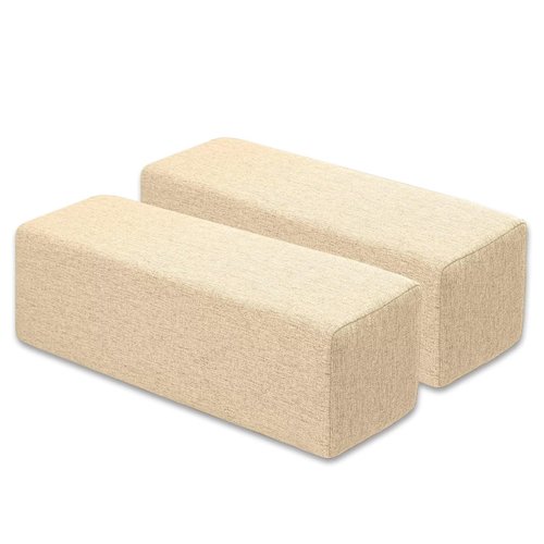 NANGELRN Couch Arm Rest Pillow, Linen Armrest Cushion, High Density Foam Armrest Cushion, Removable & Washable Rectangular Headboard Elbow Support for Armchair Sofa Bed,Beige-2pcs,5.9x5.9x19.7
