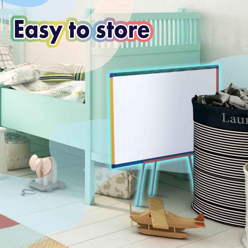 Dry Erase Board with Stand Magnetic Whiteboard for Kids Easel Flipchart Board for Classroom Easel White Board with Stands Teacher Easel, Colorful Frame,36x24 inches