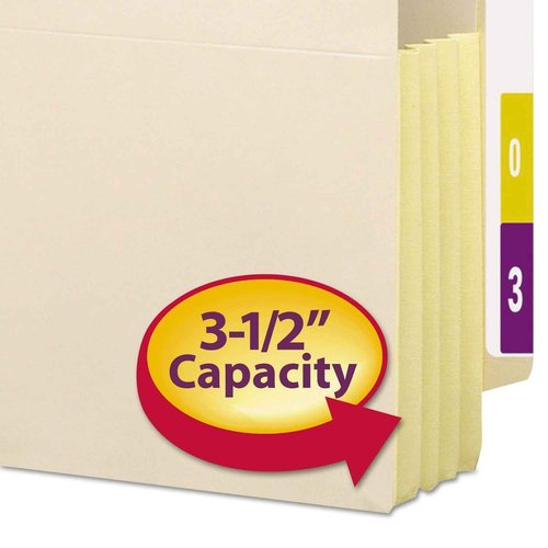 Smead End Tab File Pocket, Reinforced Straight-Cut Tab, 3-1/2" Expansion, Tyvek®-Lined® Gusset, Legal Size, Manila, 10 per Box (76164)