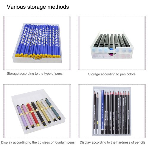 FASTRYF Craft Organizers and Storage, Pencil, Crayon, Marker, Pen Organizer, Pen Holder, Pen Tray Storage with Gel Pens, Fountain Pens, Chalk for Office, Art & Craft Room - 8Pack