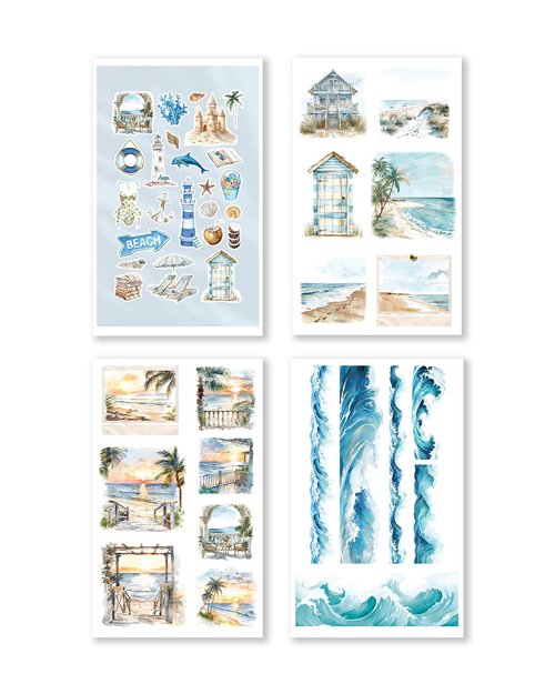 Rongrong Nautical Summer Planner Stickers Book for Planners, Journals, Calendars and Scrapbooks – Hand Drawn Designs – 24 Pages – Beachy, Fun & Functional Summer Planning Stickers
