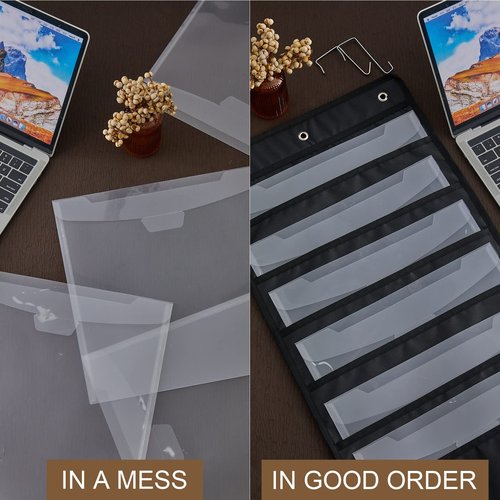 Henoyso 2 Pcs 12 x 12 Inch Paper Storage Scrapbook Vinyl Roll Storage Organizer Hanging Wall File Organizer with Door Hangers for Office Cardstock Craft (Black)