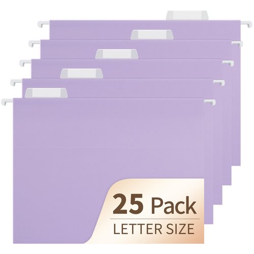 Hanging File Folders, 25 Pack Letter Size File Folders with 1/5-cut Tabs, Office Essentials for Filing Cabinet & Desk Storage