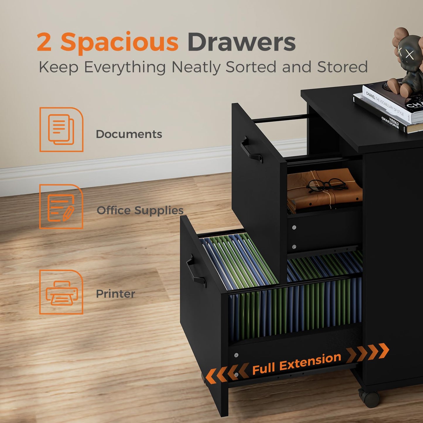 Sweetcrispy 7 Drawer Chest Storage Cabinets Wooden Mobile Room Organizer with Wheels Rolling Small Wood Organization Furniture for Office, Home