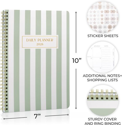 Beautiful 2026 Planner - 7" x 10" Daily Organizer for Men & Women | Weekly & Monthly Spreads for Enhanced Productivity