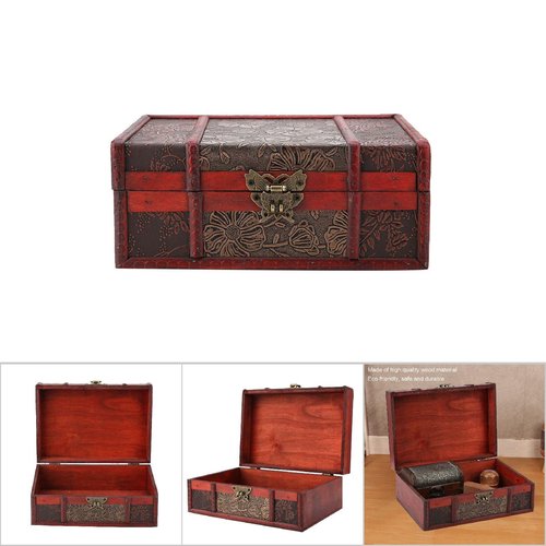 Wooden Box, Wooden Storage Box, Wood Craft Box, Wooden Boxes, Mens Jewelry Box, Cigar Box, Keepsake Box, Wooden Jewelry Box Organizer For Documents Chinese Design With Hinged Lid