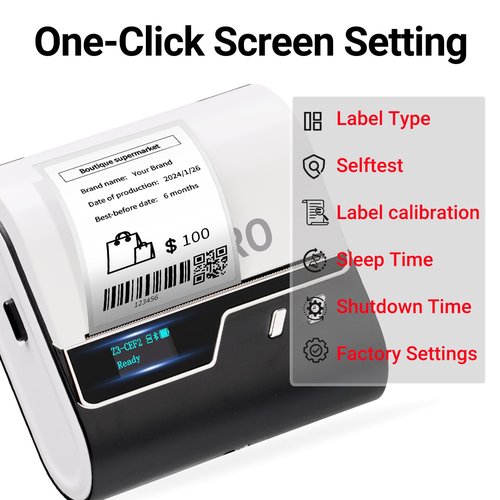 ORGBRO Z3 Label Maker Machine with Tape, 3 Inch Bluetooth Thermal Label Printer, Portable Sticker Printer for Small Business, Office, Home Organization, Barcode, Address, Compatible with Phones & PC