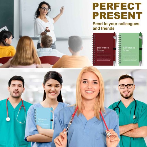 Fullhawl 24 Sets Difference Maker Gifts Employee Appreciation Gifts Bulk Inspirational A6 Spiral Notebook Motivational Journals with Pen for Women Men Coworker Team Staff Christmas(Vibrant Color)