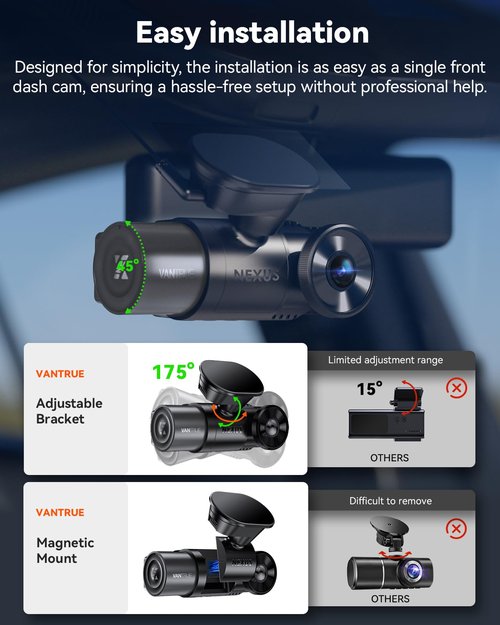 Vantrue N2X 2.7K Uber Dash Cam Front and Inside, 5G WiFi Dual Dash Camera for Car with HDR IR Night Vision, STARVIS 2, GPS, 2.5K/60FPS, LTE Support, 24/7 Parking Mode, Voice Control, Support 512GB Max