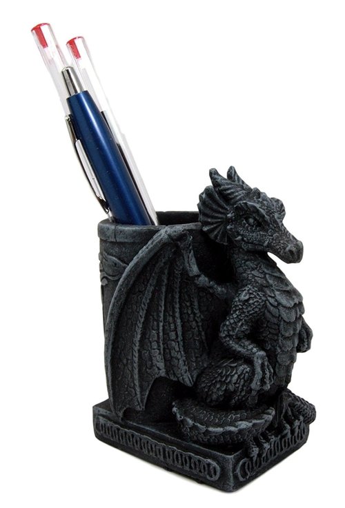 Ebros Medieval Fantasy Smaug Dragon Stationery Holder Statue Gothic Dragons Organizer Office Desktop Pen Pencil Holder Figurine 4.75" Tall Gothic Gargoyle Sentry