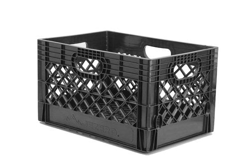 JEZERO Milk Crate for Household Storage: The Ultimate Storage Tote for Groceries, Garages, Kayaking & Outdoor, Stackable Storage | Black, Rectangle, Single, 13" x 11" x 19”