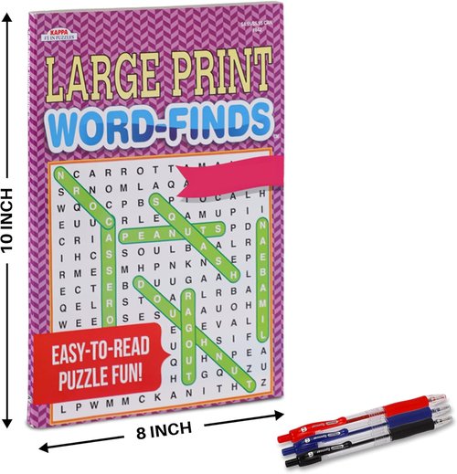 Skiennix 12-Pack Large Word Search Puzzle Books | Brain-Boosting Activities for Seniors - 8x10