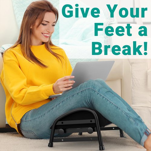 YEASHEIN Padded Foot Stool for Under Desk, 3 Adjustable Heights Foot Rest for Office Chair, Under Desk Footrest for Gamer Desk Accessories, Leg Rest for Car/Home Essential Accessories - Black