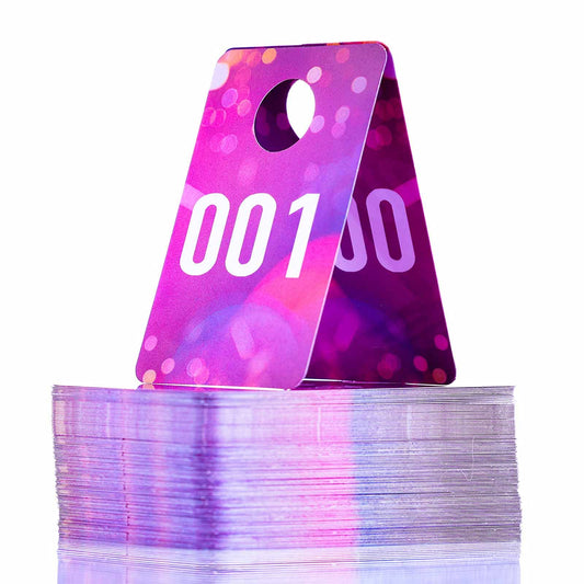 Live Plastic Number Tags Consecutive Live Number Tag, 1.97x3.15 Inch (5x8cm),Normal and Reverse Mirror Image Number Cards for Live Sales, Hanger Cards for Clothes, Reusable (1-100, Pink spots)