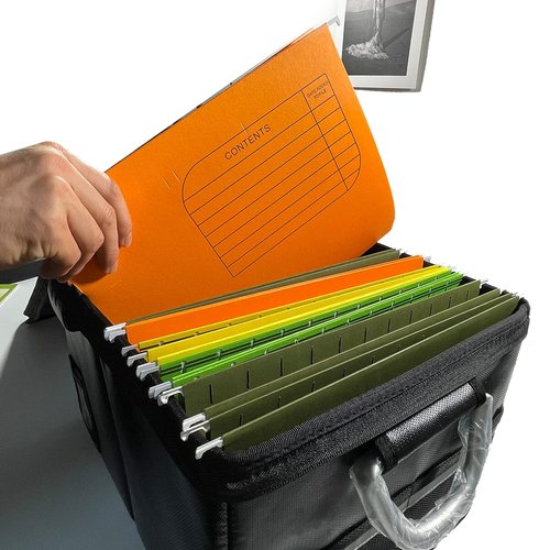 Fireproof Document Box With 5 Pack Hanging File Folders(Letter Size), File Cabinet Organizer Box Storage Filing Cabinet Box with Lock, Portable Important Document Organizer With Handle(5 Folders)