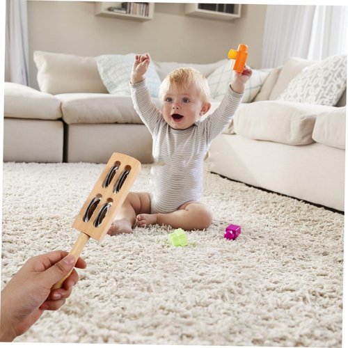 Toddmomy Wooden Jingle Girl Handheld Bell Rattles for Music Education Safe and Engaging Hand Percussion Instrument for Home School and