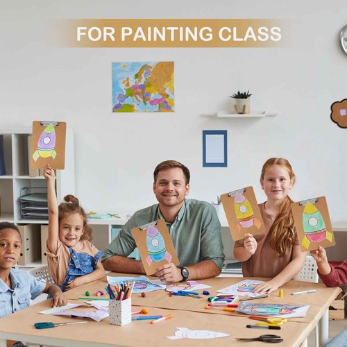 50 Pcs Mini Clipboard Bulk 6 x 9 Inch Small Clipboards Wood Hardboard Clip Board A5 Memo Sized Clipboards Wooden with Low Profile Clip for Home Office School Classroom Party Supplies, Brown