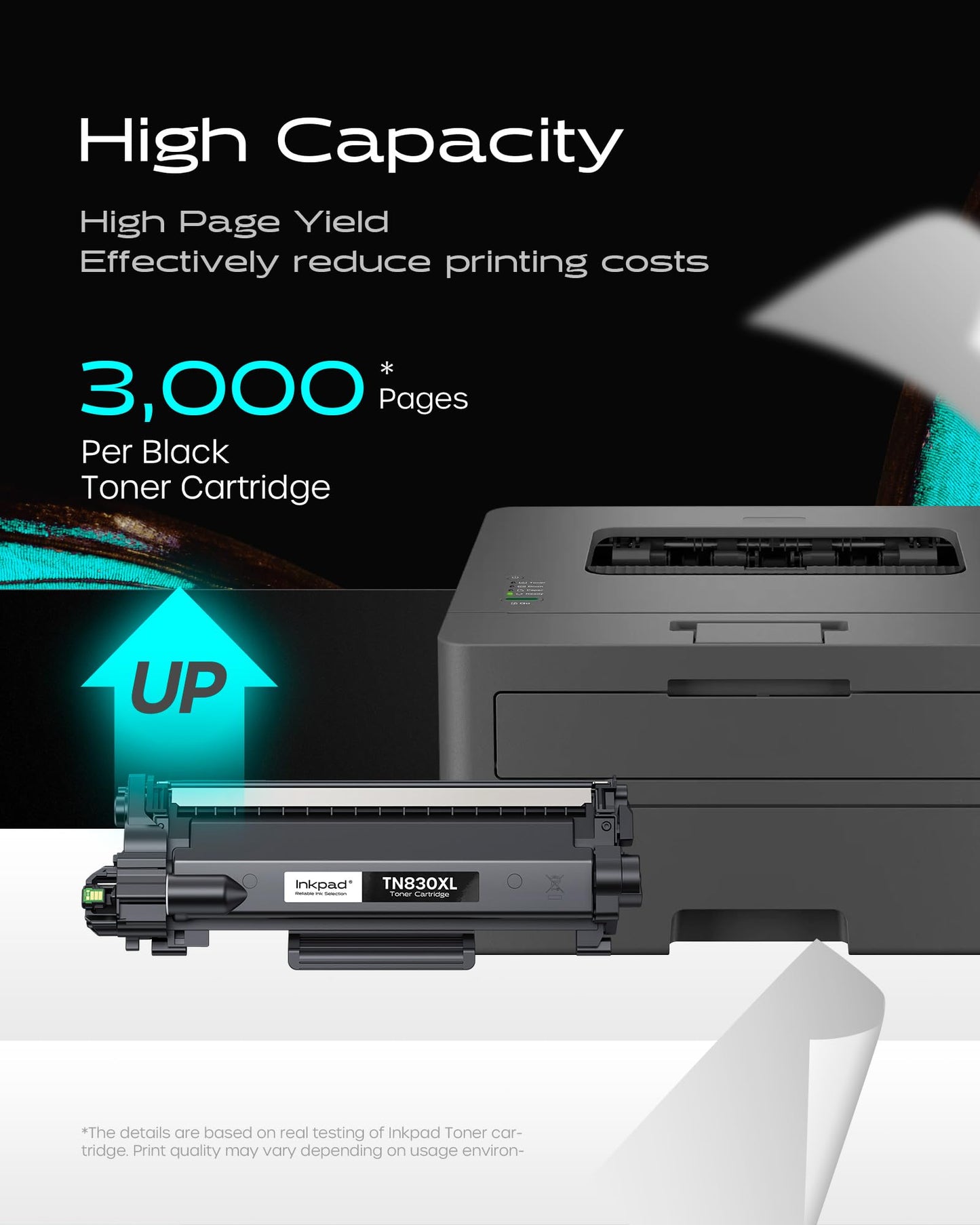 iNKPAD Compatible TN830XL TN830 Toner Cartridge for HL-L2460DW DCP-L2640DW Replacement for Brother TN 830 XL/V/R Toner with MFC-L2820DW HL-L2400D HL-L2405W HL-L2460DWXL Printers (4Pack, Black)