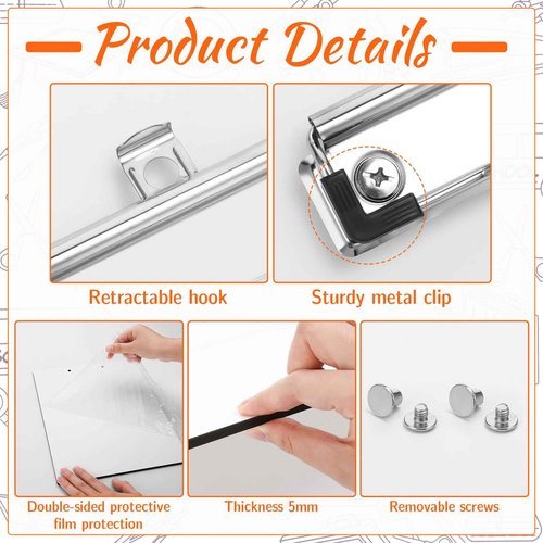 libfrnt 8 Pack Sublimation Clipboard Blanks, 12.4" x 8.8" MDF Sublimation Clipboard with Low Profile Clip A4 Letter Size Double-Sided Horizontal and Vertical Art Drawing Board for Office DIY Supplies