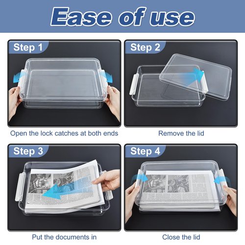 Aruihm 2 Pack Plastic Stackable Storage Box with Lids, Clear, Versatile A4-Sized Storage Suit for A4 Size Paper Storage Documents, School Supplies, Office Essentials