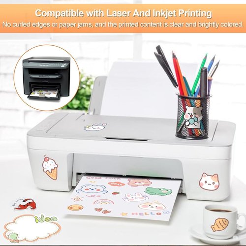 Printable Sticker Paper - 300 Sheets 8.5" x 11" Matte Full Sheet Labels for Inkjet Printers