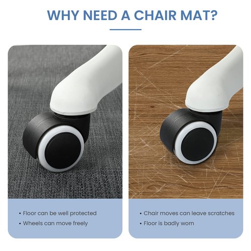 RccugmatS Chair Mat for Hardwood Floor, 36" x 48" Heavy Duty Office Chair Mat for Rolling Chairs, Anti Slip, Computer Chair Desk Mat, Floor Protector for Home Office, Black&Grey